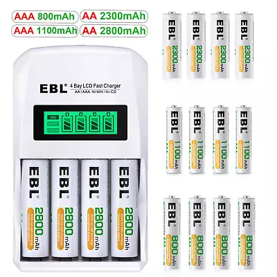 EBL 2800mAh/ 800mAh/1100mAh/2300mAh AA AAA NI-MH Batteries / LCD Charger Lot • $7.19
