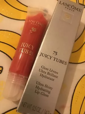 🎁Lancome Juicy Tubes Lip Gloss 75 Strawberry Sorbet Pretty Pink Shine Summer • £32.99