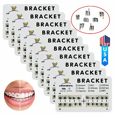 10 Packs Dental Orthodontic Brackets Braces Metal Standard Roth.022 Hook 345 USA • $19.99