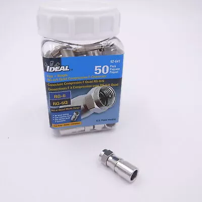 50 Pack IDEAL 92-641 Z6F Fast + Simple RG-6/6 Quad Compression F-Connector • $29.74