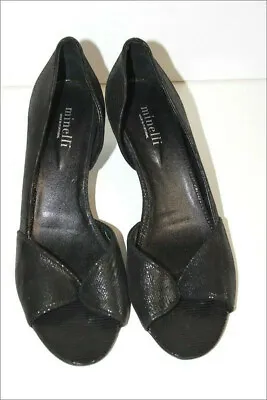 Minelli Open Court Shoes Of Soirée Black Leather Shiny T 40 Top Condition • $52.60