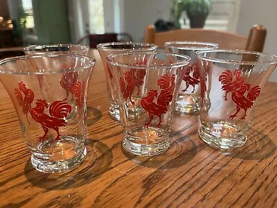 Set Of 6 Vintage Red Rooster Cocktail/Juice Glasses • $35