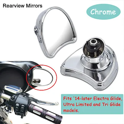 Chrome Fairing Mount Rearview Mirrors For Harley Electra Street Glide 2014-2023 • $29.43