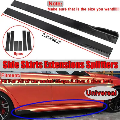 Universal 86.6  Carbon Fiber Side Skirt Extensions Rocker Panel Splitters Lip • $114.99