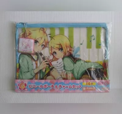 Vocaloid Len & Rin New 14  Big Pouch Bag & Hatsune Miku Keychain From Japan • $24.95