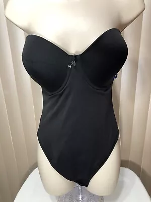 $19.99 • Buy Va Bien 36D Strapless Thong Bodysuit Underwire Bustier Smooth Black 1509