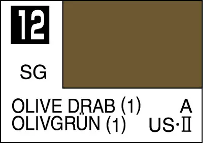 Mr. Hobby Mr. Colour - 012 - Olive Drab (1) 10ml Acrylic Model Paint • £1.99