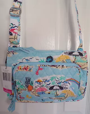 Nwt New Vera Bradley Rfid Little Hipster Beach Treasures Quilted Blue $79.00 • $6.50