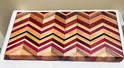 Hand Crafted Edge Grain Chevron-patterned Exotic Wood Charcuterie/Cutting Board • $125