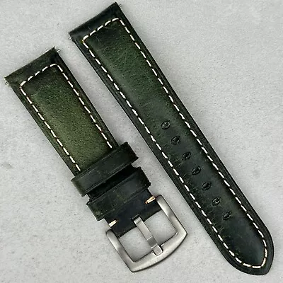 Green Leather Watch Strap Band (Handmade) Quick Release Pins 18mm 20mm 22mm 24mm • £22.99