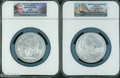 2010-P AMERICA BEAUTIFUL ATB 5-COINS SET 5 Oz. SILVER NGC SP69 EARLY RELEASES ER • $1995