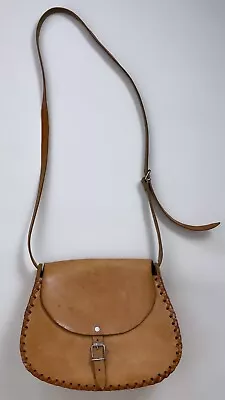 Vintage 70’s Tan Leather Saddle Bag Western Cross Body 1970s Boho  • £35