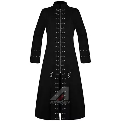 Handmade Men Black Hellraiser Goth Punk Pinhead Vampire Jacket Trench Coat • $79.99