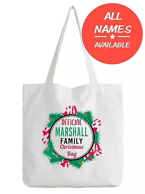 Christmas Surname Tote Bag Shopper Custom Gift Name Family Xmas Any Name • £7.49