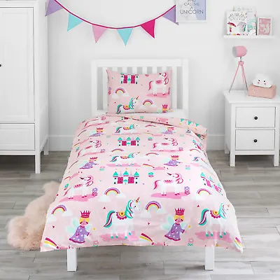 Duvet Cover & Pillowcase Set Magic Unicorn Fairy Princess Girls Kids Bed Bedding • £15.99