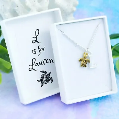 £11.49 • Buy Tiny Turtle Necklace, Personalised Gift, Childrens Jewellery, Ocean Pendant