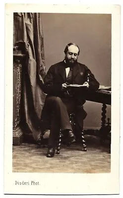 Vintage Old CDV Photo Of Wealthy French Man Reading A Book DISDERI Paris France  • $12.50