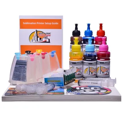 £89.99 • Buy Sublimation Dye Ink Kit Continuous Ink System Fits Epson T0801-6 Ciss