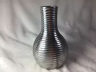 MCM Aluminum? Metal Horizontally Ribbed Vase 8”.  • $19.99