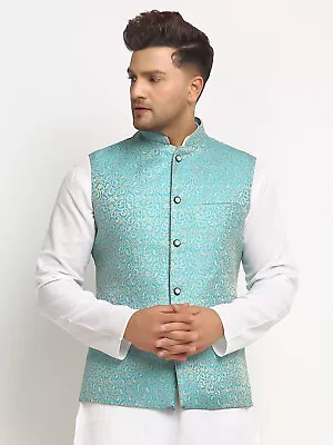 Designer Brocade Nehru Jacket Indian Traditional Ethnic Jacket For Men • $59.90