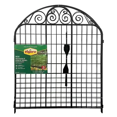 Garden Fence Panel 43.8 In. Black Powder Coated Steel Decorative New (3-Pack) • $76.53