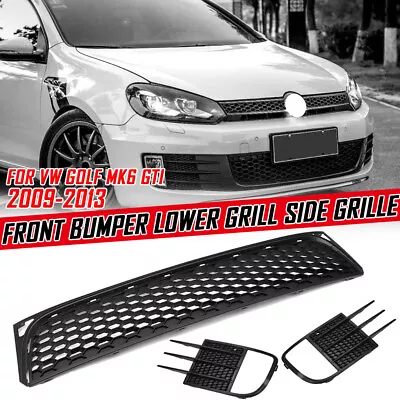 Front Bumper Lower Mesh Grille+Side Fog Light Grill Cover For VW Golf MK6 VI GTI • $58.89