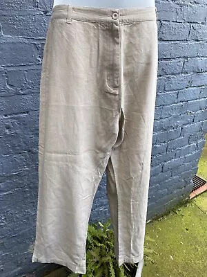 Saloos Size 20 Linen Mix Ladies Trousers Beige • £9.99