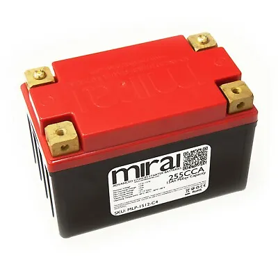 NEW Mirai Power Lithium Motorcycle Battery 255CCA MLP-1512-C4 AND Charger • $140