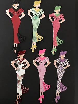 Elegant Lady Die Cuts X 6 Measures 12cm  X  4 Cm Approx Ideal For Any Occasion. • £1.20