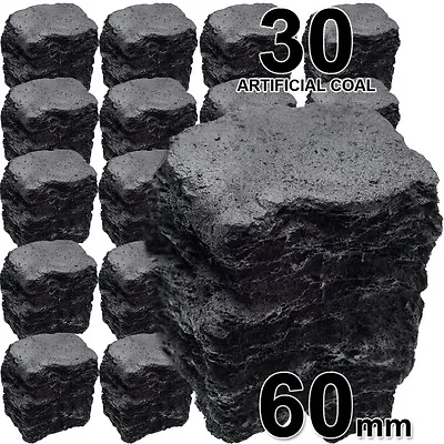 30 Replacement Gas Fire Coals Ceramic Fibre Imitation Effect Coal LARGE 60mm • £24.99