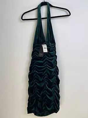 Aidan Mattox Green Velvet Off-Shoulder Neck Fit And Flare Dress 8 • $50