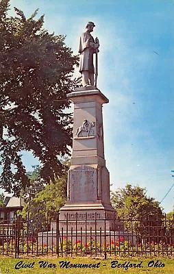 Bedford Ohio~Civil War Union Monument On The Town Square~1950s  • $6