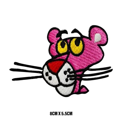 Pink Panther Cartoon Face Patch To Iron/ Sew OnEmbroidered Cloth Patches Badge • £2.49