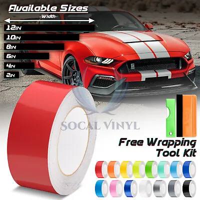 Gloss Color Racing Stripes Vinyl Wrap For Ford Mustang Stripe Sticker 10FT /20FT • $35.46