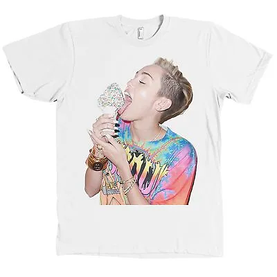 Miley Cyrus Licking Ice Cream Bella+Canvas T Shirt Tongue Bangerz Tee NEW • $19.95