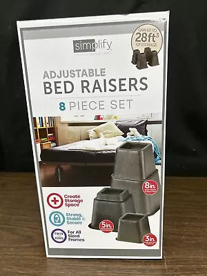 Simplify Black Plastic Bed Risers; Raise Bed 3 5 Or 8 ; Pack Of 8 • $15