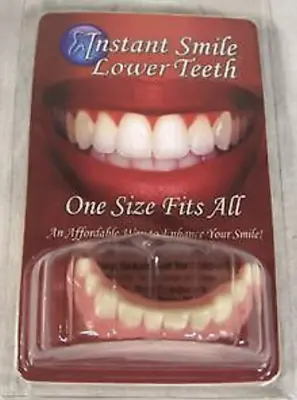 PERFECT SMILE BOTTOM TEETH W FREE HARD CASE Fake Dentures Veneers Instant Smile • $20.11