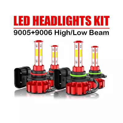 4PCS 9005 9006 LED Combo Headlights Kit Bulbs 6000K Cold White COB High Low Beam • $29.99