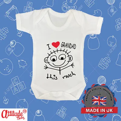 Funny Baby Grows-I Love Grandad This Much-Family Baby Gifts-Novelty Baby Grows • £8.49