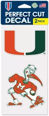 Miami Hurricanes Decals Pack Of 2 Die Cut Car Stickers Truck Decal Aut • $8.95