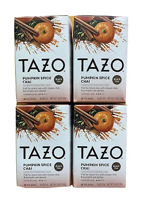 £22.43 • Buy Tazo Pumpkin Spice Chai Black Tea Lot Of 4 Total Of 80 Tea Bags BB 9/21/2024