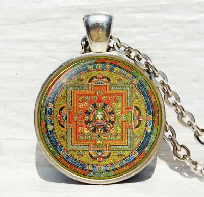 $1.89 • Buy Buddhist Mandala Pendant, Sacred Geometry Jewelry, Spiritual Necklace, Buddhist