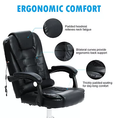 Ergonomic Reclining Massage Office Computer Chair Adjustable Swivel Gaming Chair • $91.04