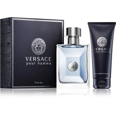 Versace Pour Homme 2 Pc Set 3.4 Eau De Toilette Spray & Shampoo Men New • $64