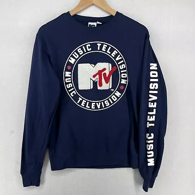 MTV Sweatshirt Adult M MUSIC TELEVISION Cable Channel Fleece Cotton Blend Blue • $23.99