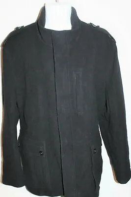 COLE HAAN Military Jacket Coat Mens XXL Black Wool Cashmere Button Pockets • $91.33