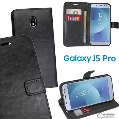 Black Wallet Flip Card Slot Stand Case Cover For Samsung Galaxy J5 Pro • $7.99