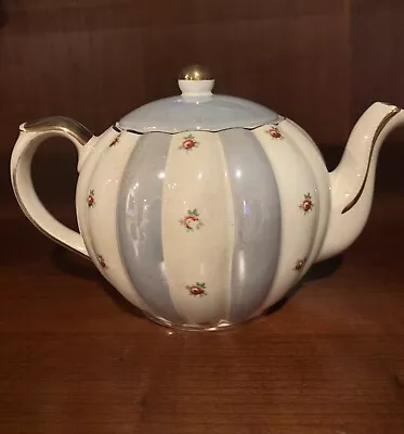 Vintage Gibbons Staffordshire Gold Etched Baby Blue English Tea Pot. • $25