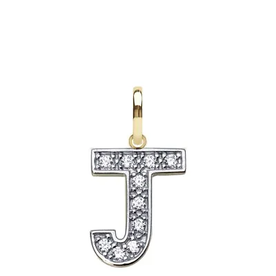 Initial J 9ct Gold Pendant Cz Cubic Zirconia Any Name Letter Initial • $123.09