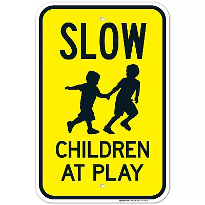 $19.99 • Buy Slow Children At Play With Kids Playing Image Sign, Traffic Sign,